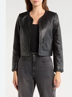 Rag & Bone Black Genuine Leather Whipstitch Jacket Size 6 Luxury
